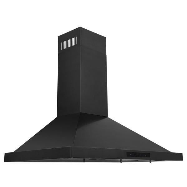 ZLINE Convertible Vent Wall Mount Range Hood in Black Stainless Steel with Crown Molding (BSKBNCRN)