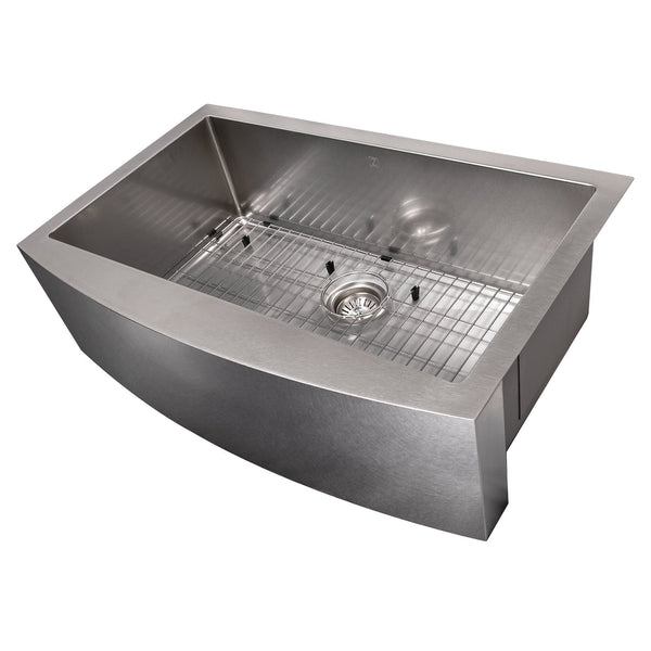 ZLINE 33 in. Vail Farmhouse Apron Mount Single Bowl Kitchen Sink with Bottom Grid (SAS)