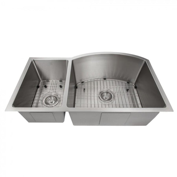 ZLINE 33 in. Aspen Undermount Double Bowl Kitchen Sink with Bottom Grid (SC30D)