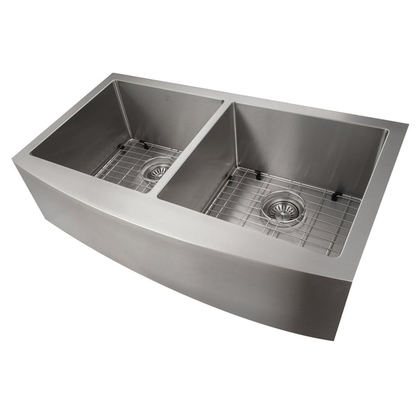 ZLINE 36 in. Niseko Farmhouse Apron Mount Double Bowl Kitchen Sink with Bottom Grid (SA50D)