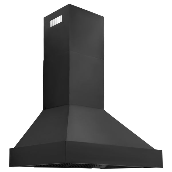 ZLINE Convertible Vent Wall Mount Range Hood in Black Stainless Steel with Crown Molding (BSKBNCRN)