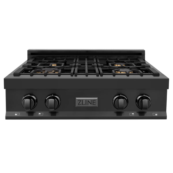 ZLINE 30" Porcelain Gas Stovetop in Black Stainless Steel with 4 Gas Brass Burners (RTB-BR-30)