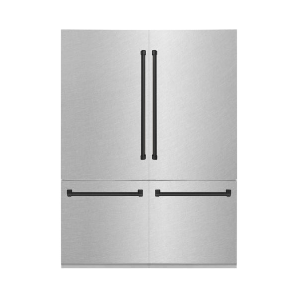 ZLINE 60" Autograph Edition 32.2 cu. ft. Built-in 4-Door French Door Refrigerator with Internal Water and Ice Dispenser in Fingerprint Resistant Stainless Steel with Matte Black Accents