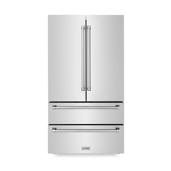 ZLINE 36" 22.5 cu. ft 4-Door French Door Refrigerator with Ice Maker in Fingerprint Resistant Stainless Steel